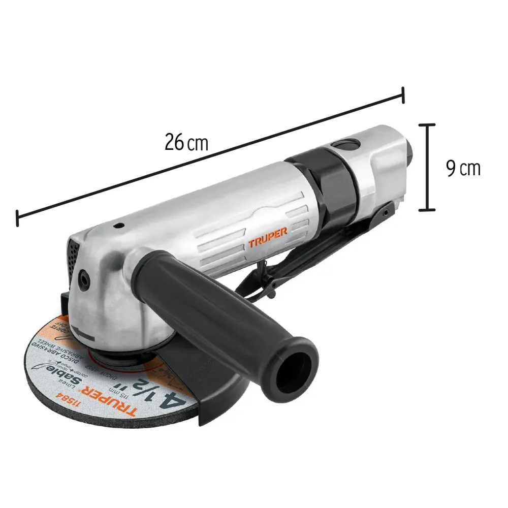 Esmeriladora angular neumática 4-1/2", truper