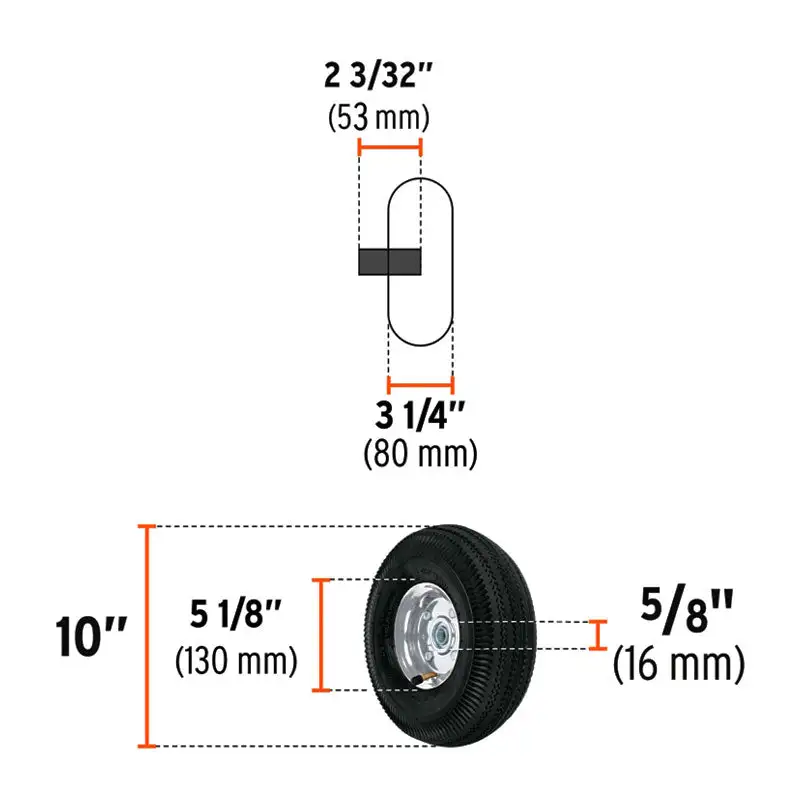 Rueda neumática 10" para eje lateral, truper - Compatible Universal