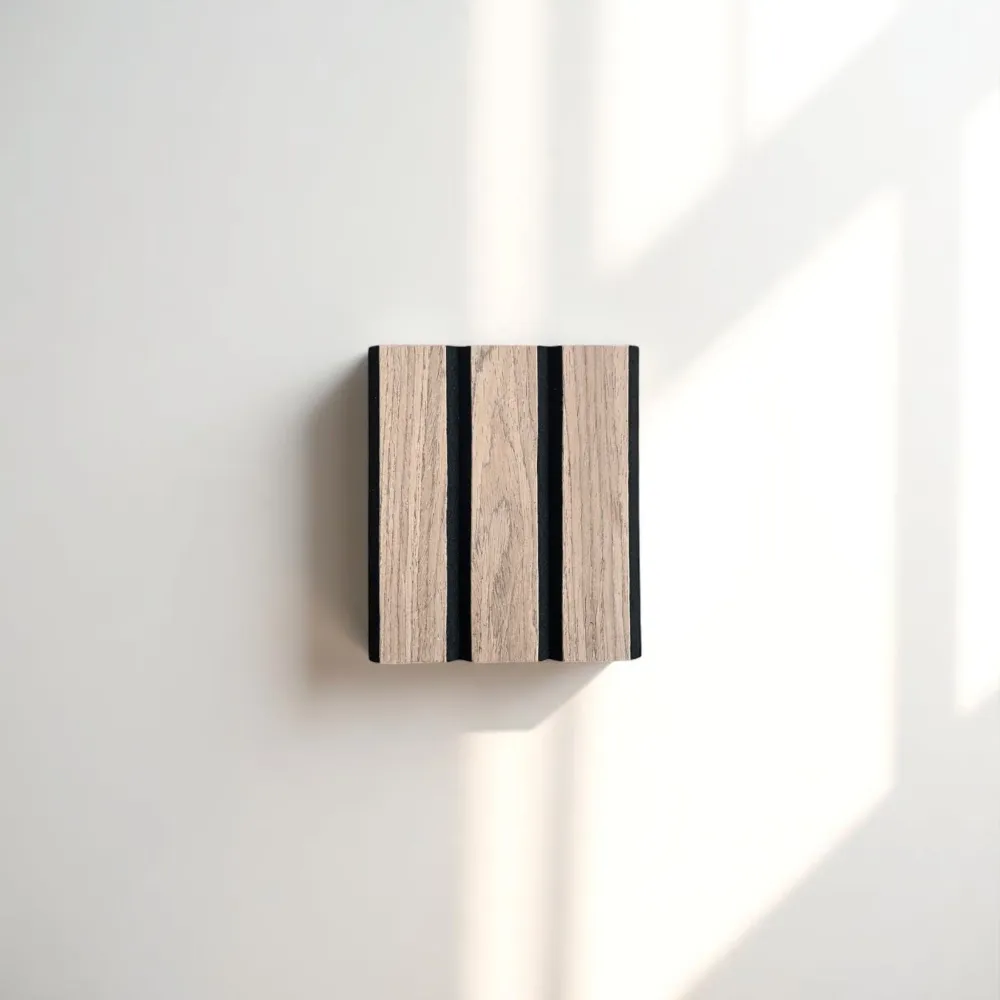 ULTRALIGHT Wood Slat Acoustic Panel Sample Walnut, Carbón Felt