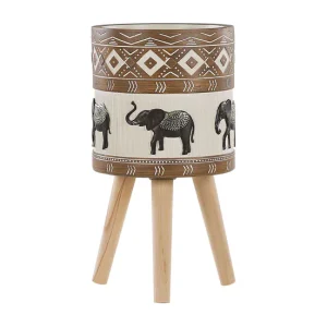 Acero Inoxidable A2 Maceta marrón oscuro/beige/negro/dorado ⌀ 30 cm ACHILIO