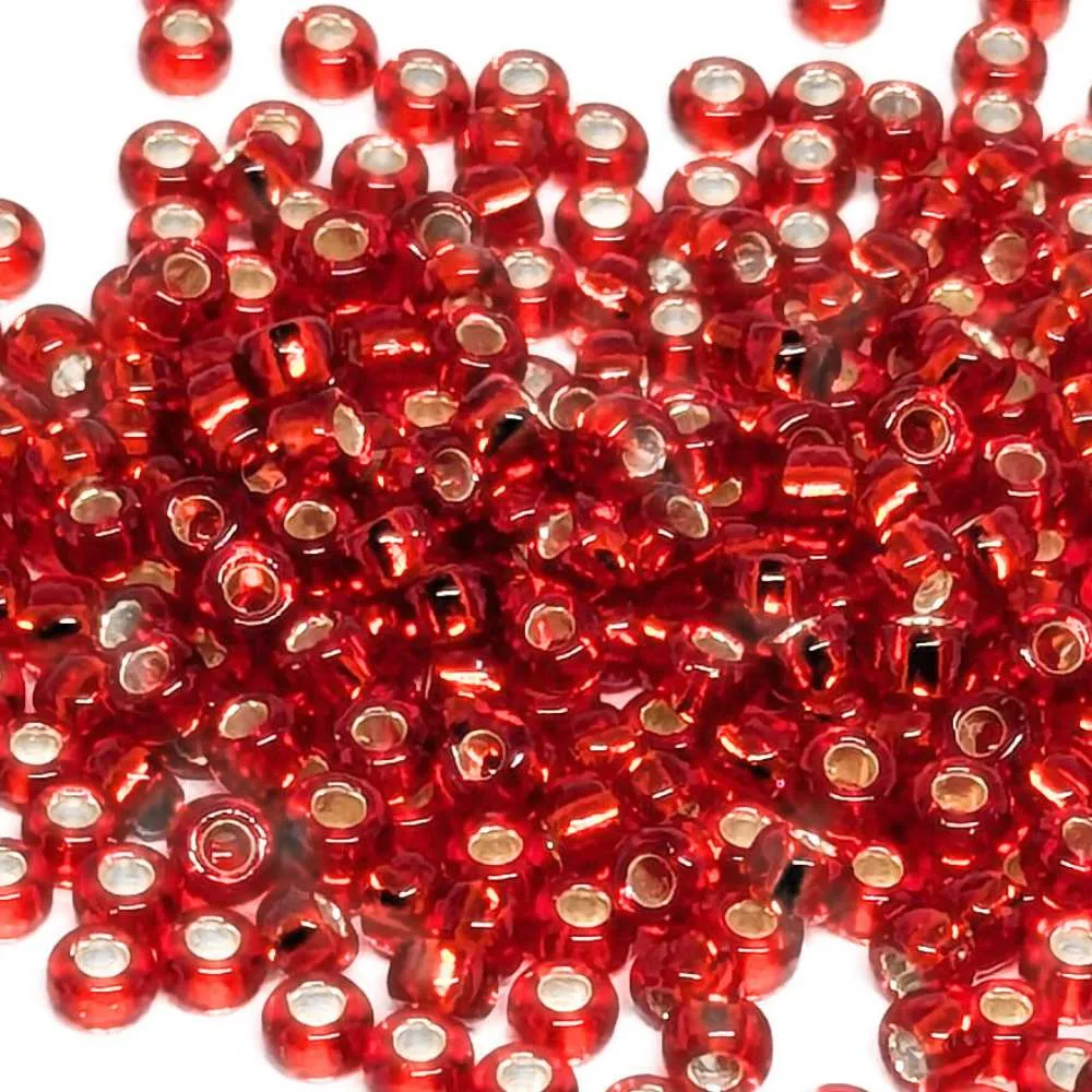11/0 MIYUKI - rocalla - Plateado Lined Flame Red - 1gr.