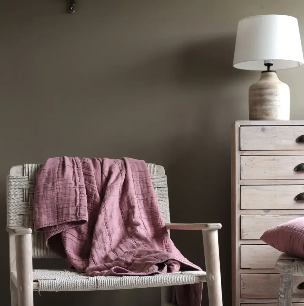 Also Home - Nora Grid Throw - Pomegranate