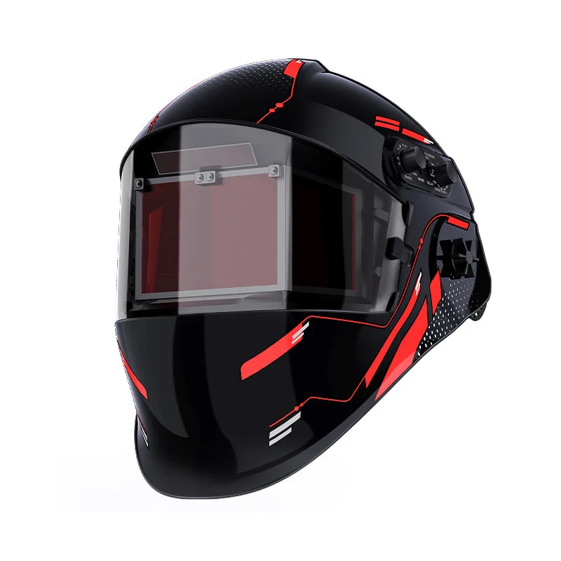 Super Large View Side View Welding Helmet Carbón and Red Hyperview X300