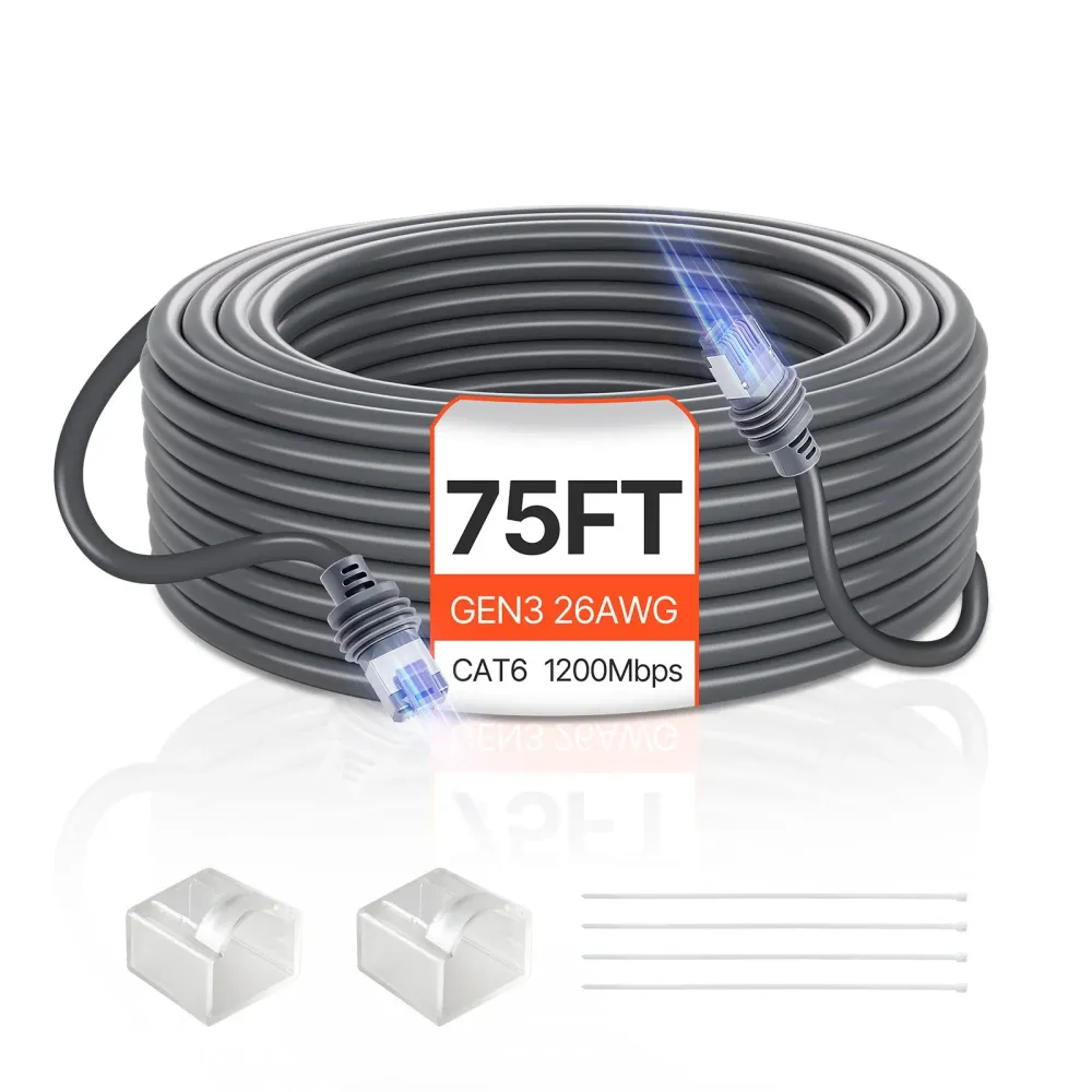 26 AWG Copper Core Funciona con Standard Rectangular V3 VEVOR 75FT Starlink Gen 3 Extension Cable