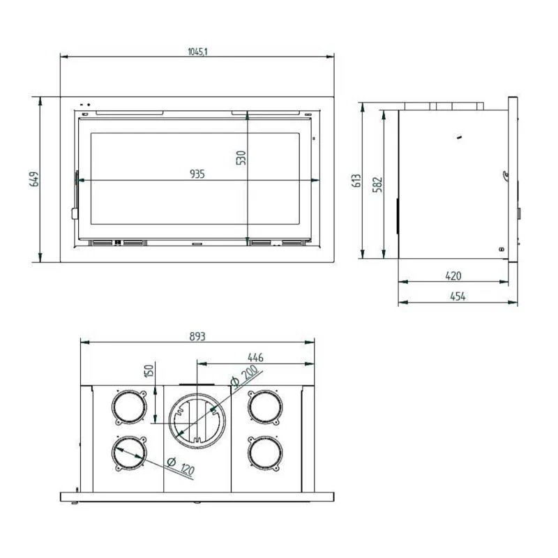 Estufa de leñ insertable IT-100 FM Diseño de Baja Deriva