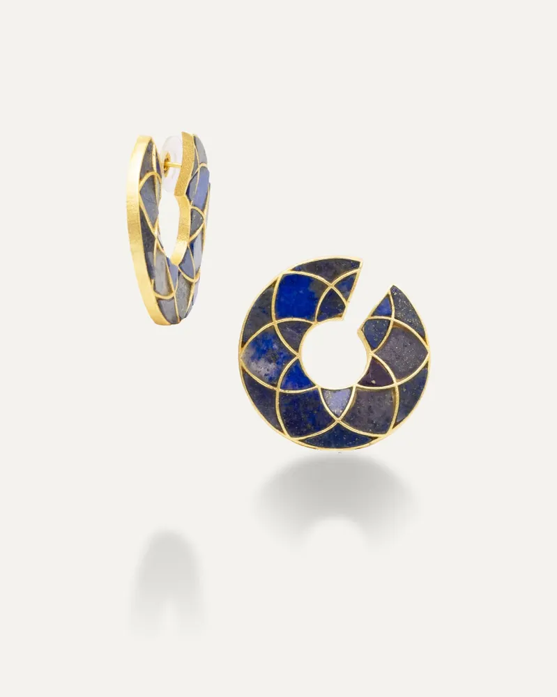 Pendientes Dorados Deva Lapislazuli con 2 Llaves Incluidas