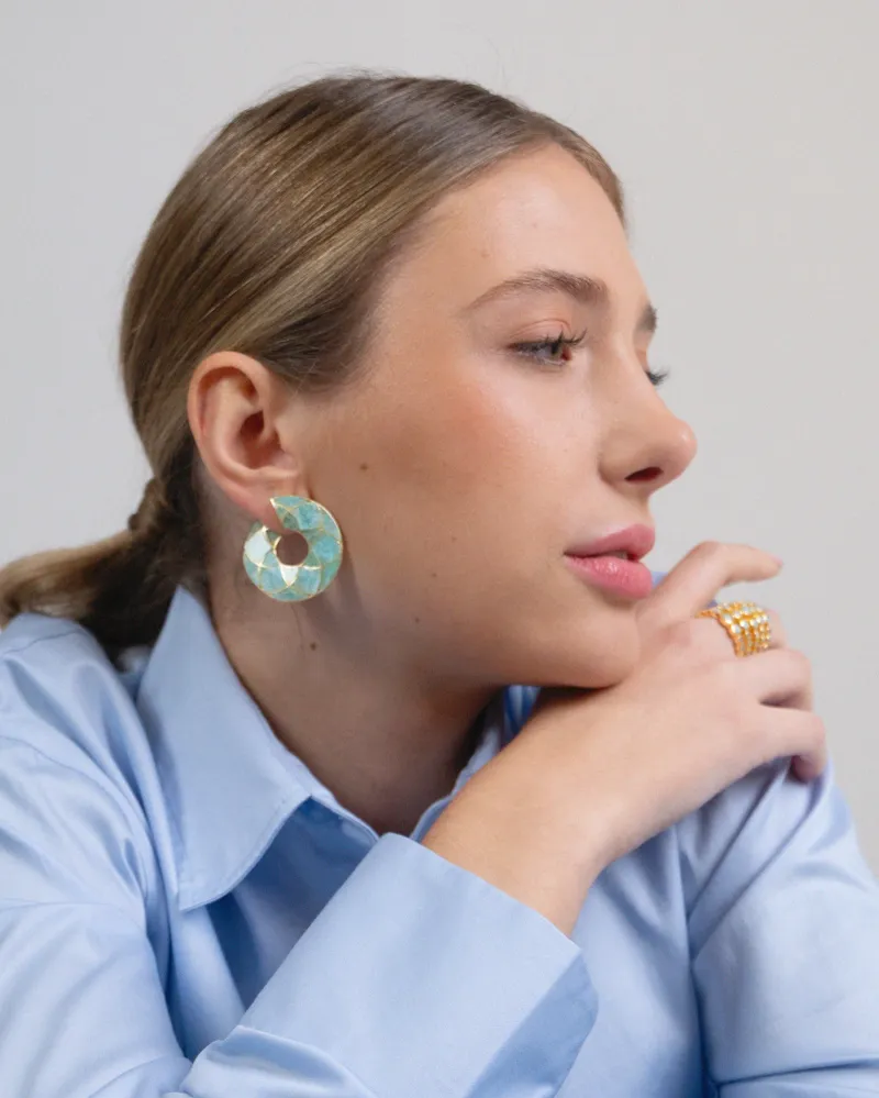 Pendientes Dorados Deva Lapislazuli con 2 Llaves Incluidas