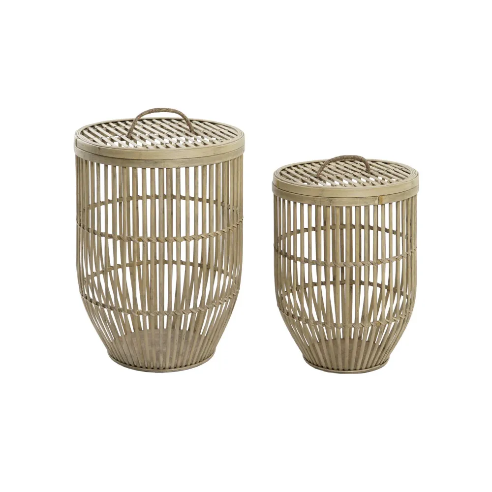 CESTA SET 2 BAMBU 40X40X61 CON TAPA SIN ADITIVOS