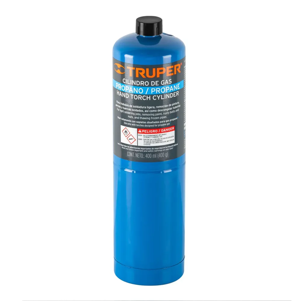 Cilindro de gas propano de 400 g azul mca truper con Filtro de Partículas