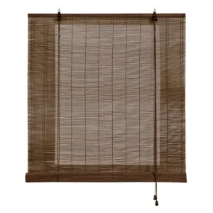 Estores de Bambú, estor enrollable de Bambú genuino exterior e interior Marrón Claro, 60 x 175 cm