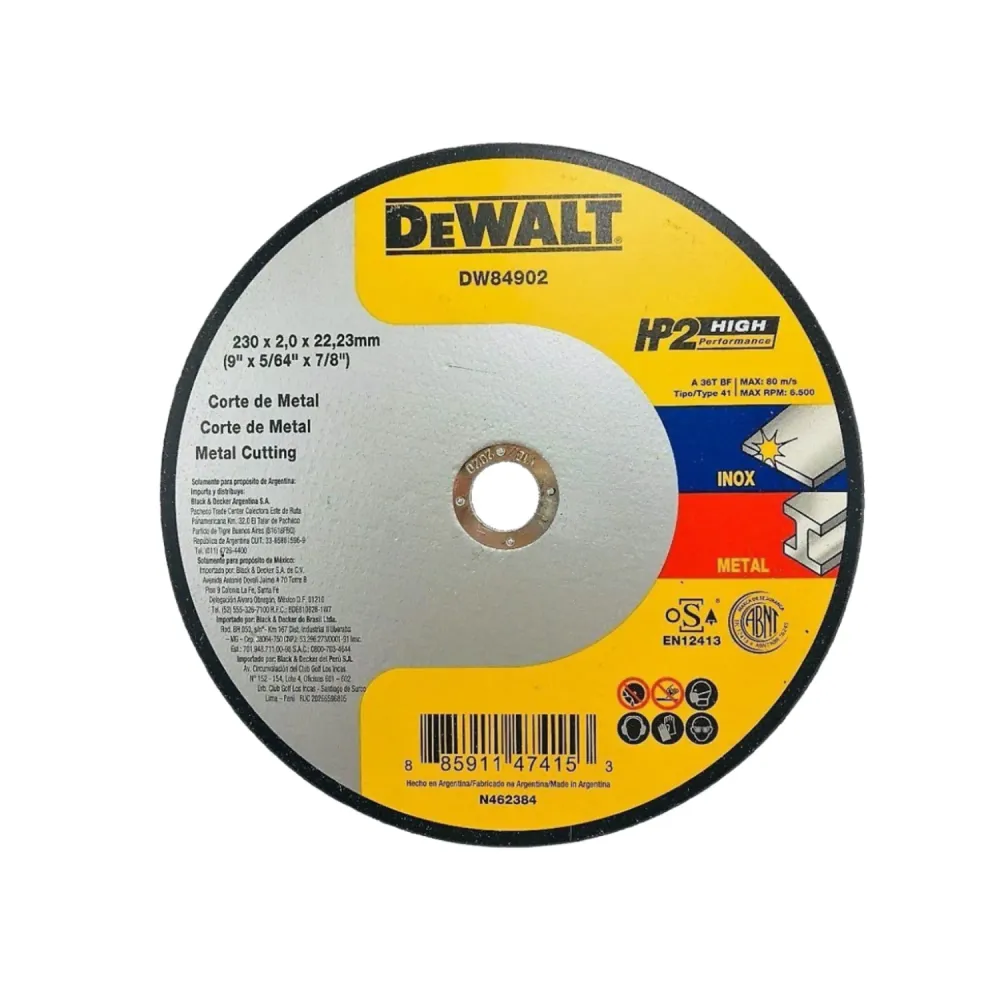 DW84902 - Disco Corte Plano Acero 9''
