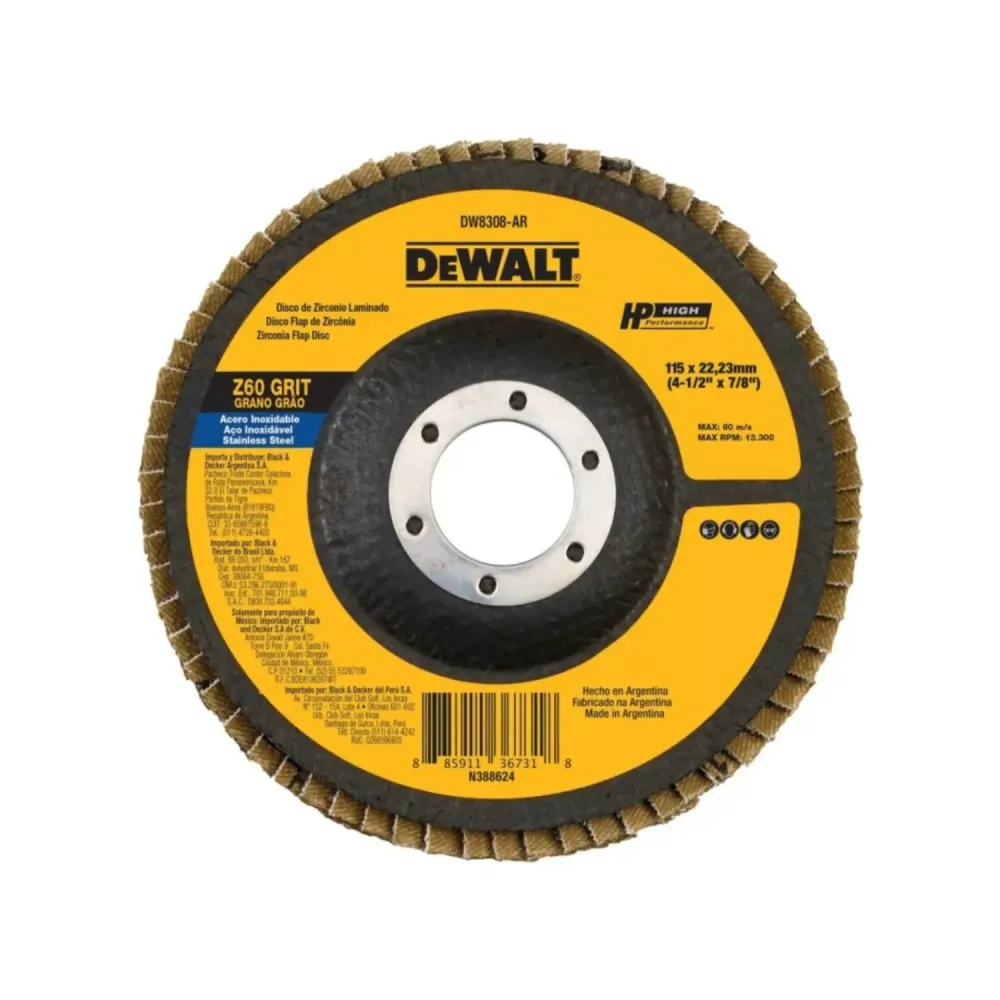 DW8308-AR - Disco Laminado Flap 4-1/2'' Disco de Fibra | Seguro