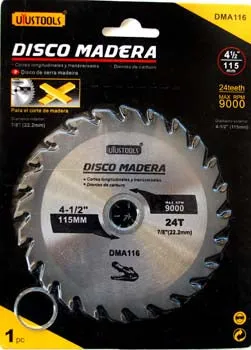 Disco corte p/madera 4 1/2" DMA116 - Importado (Kit Completo)