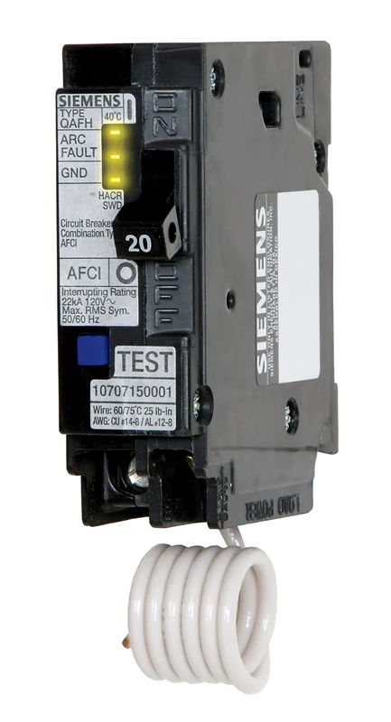 Interruptor automático unipolar con protección contra arco de 20 amperios de Siemens