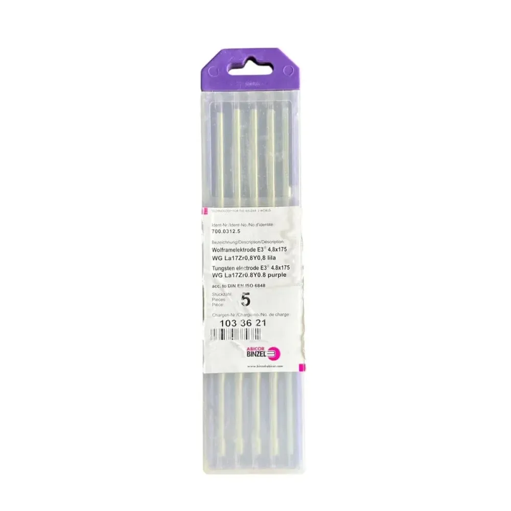 Electrodo de tungsteno morado para TIG 4.8mm (3/16") Binzel para Laboratorio y Campo