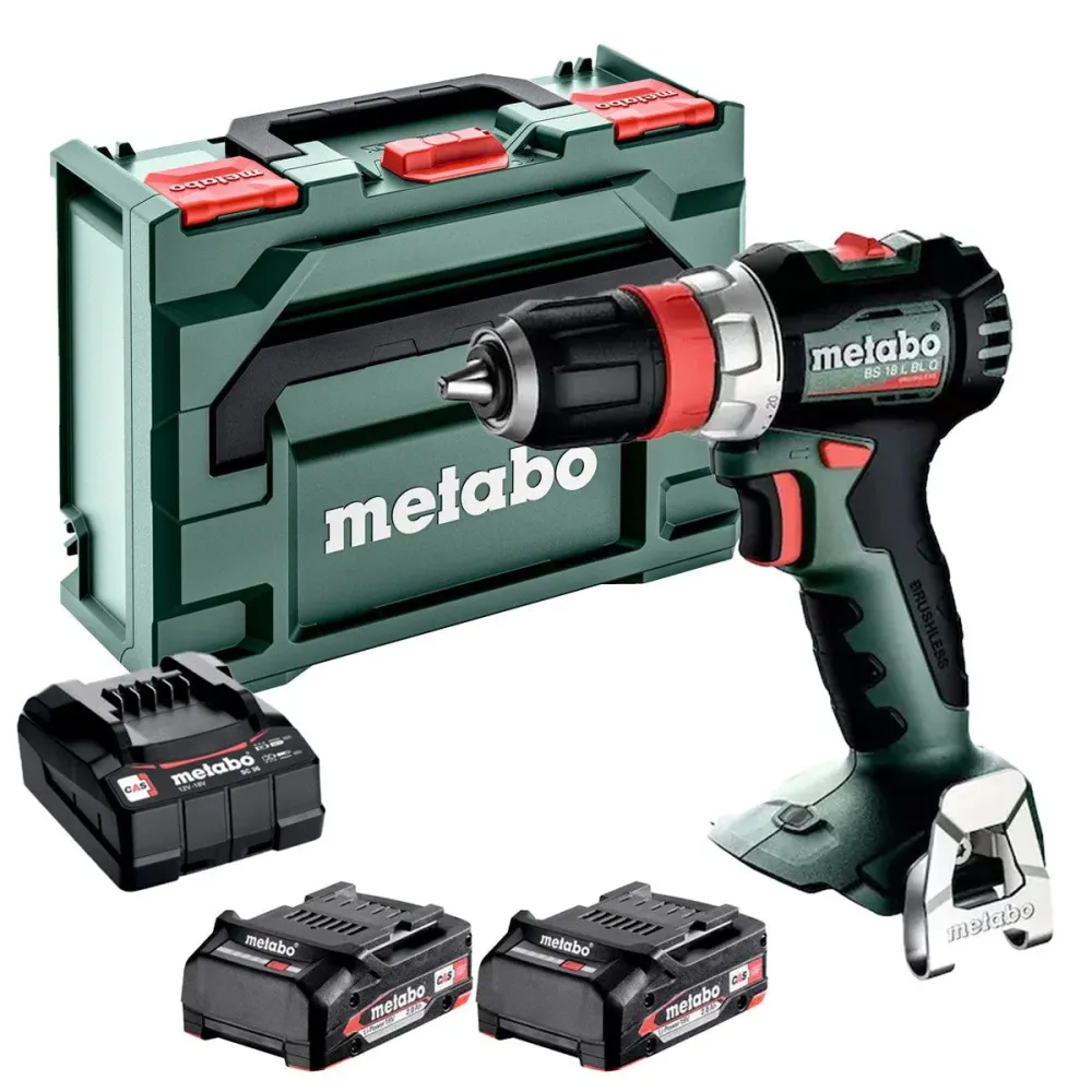 Metabo BS 18 L BL Q 18V Brushless Drill Driver 2 x 2.0Ah Battery Charger & Case