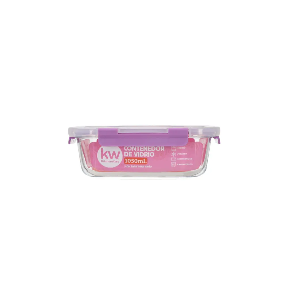 CONTENEDOR DE VIDRIO RECTANGULAR AIRLOCK 1050 ML con Cuff de Baja Presión