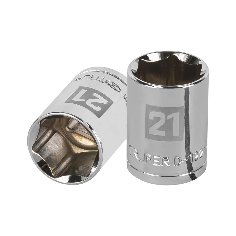 DADO CROMADO HEXAGONAL ENCASTRE 1/2 x 21MM TRUPER Velocidad 400.000 RPM