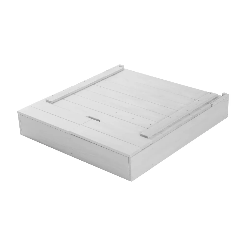 Sandbox Lid, Plegable Board & 3 Hooks, Solid Wood Grey Glazed