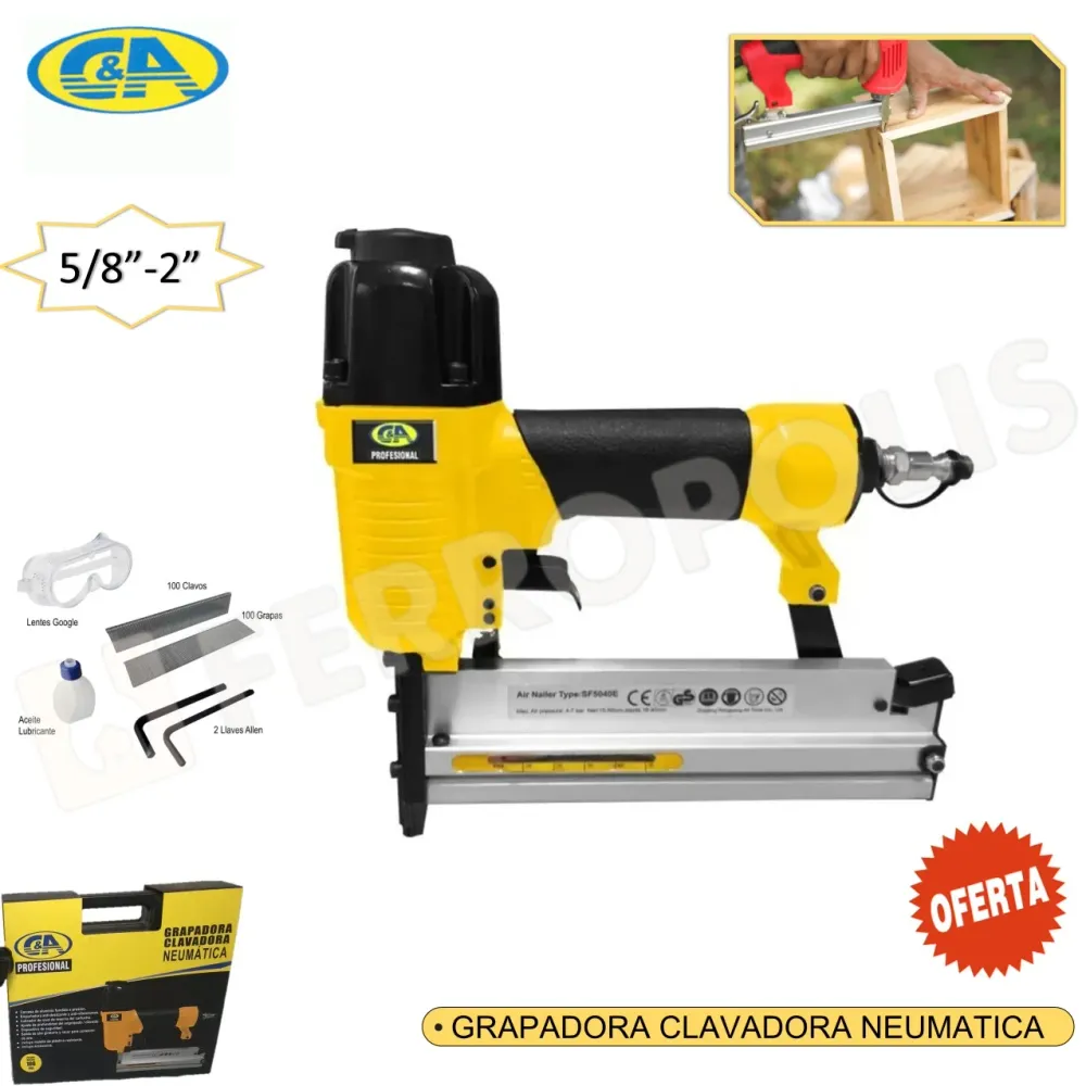 GRAPADORA CLAVADORA NEUMATICA MALETIN + KIT ALUMINIO Acero Inoxidable | Exterior