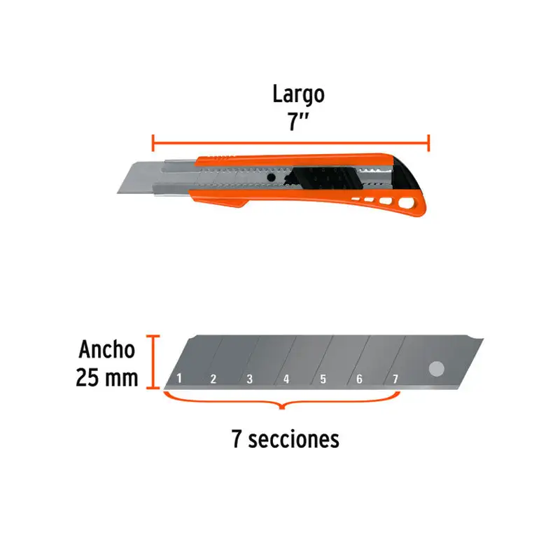 Cutter 25 mm reforzado de plástico con alma metálica, truper con Recubrimiento TiAlN