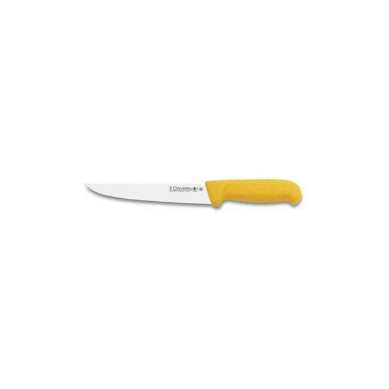 Cuchillo Carnicero Estrecho De 20 Cms Mango Amarillo 01376 3 Claveles