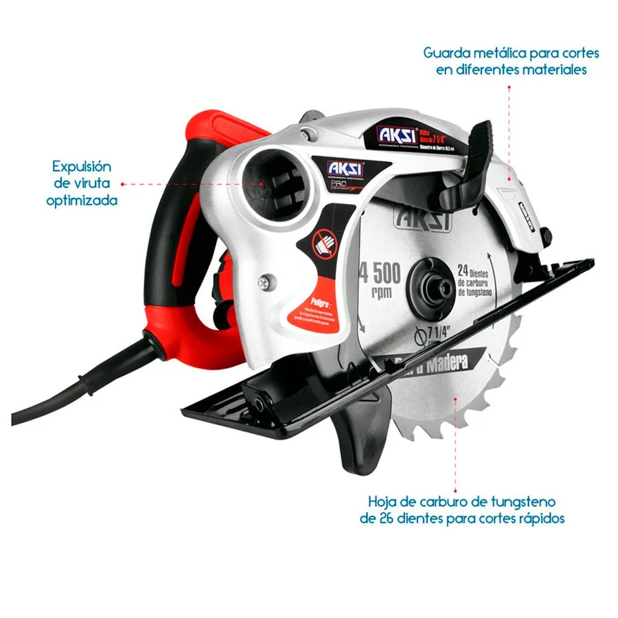 Sierra circular 1350W de 7" - PRO, Aksi