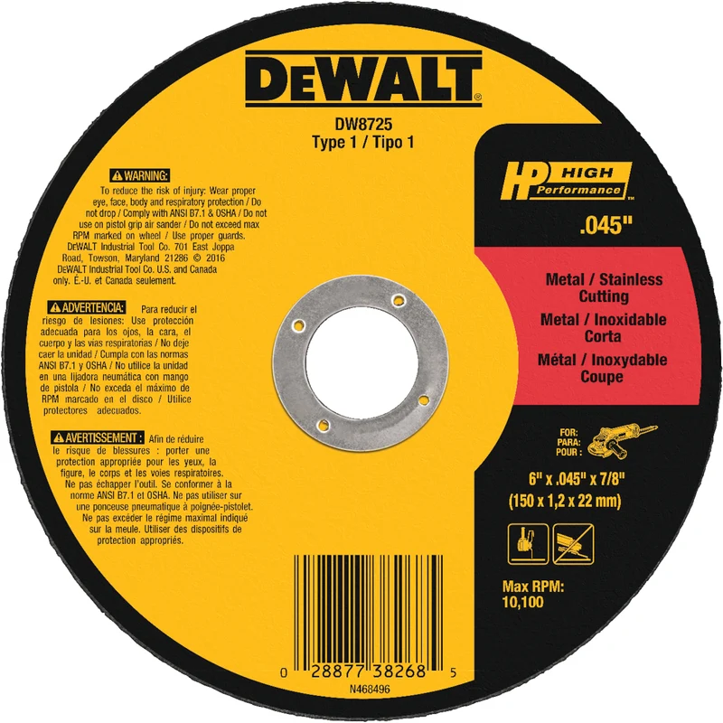 Disco de corte de 6" x 040 DeWalt