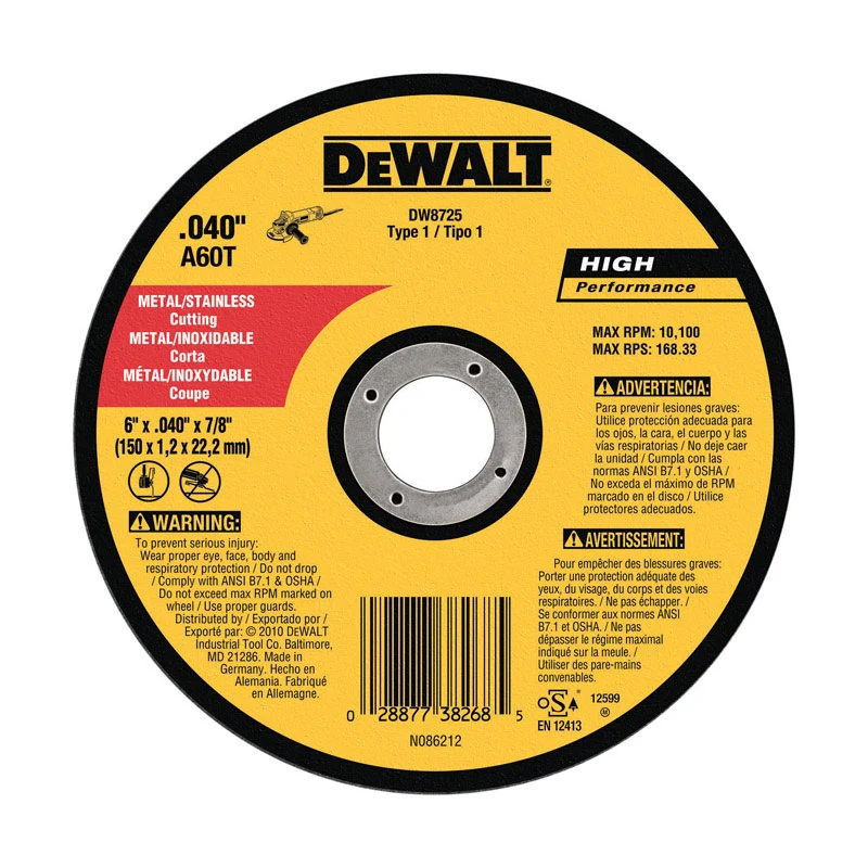 Disco de corte de 6" x 040 DeWalt