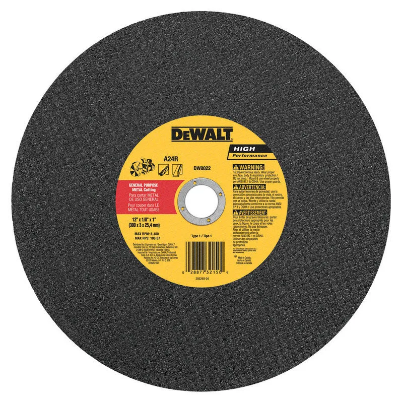 Disco de corte de 12" x 1/8" x 1" DeWalt