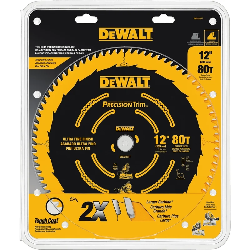 Hoja circular fina de 12" y 80 dientes DeWalt