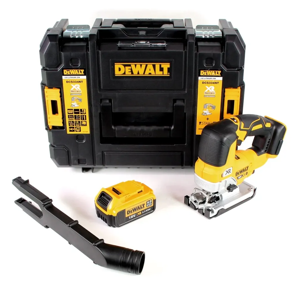 Sierra de calar pendular sin cable DeWalt DCS 334 NT 18V sin escobillas + 1x baterí recargable 4.0Ah + TSTAK - sin cargador