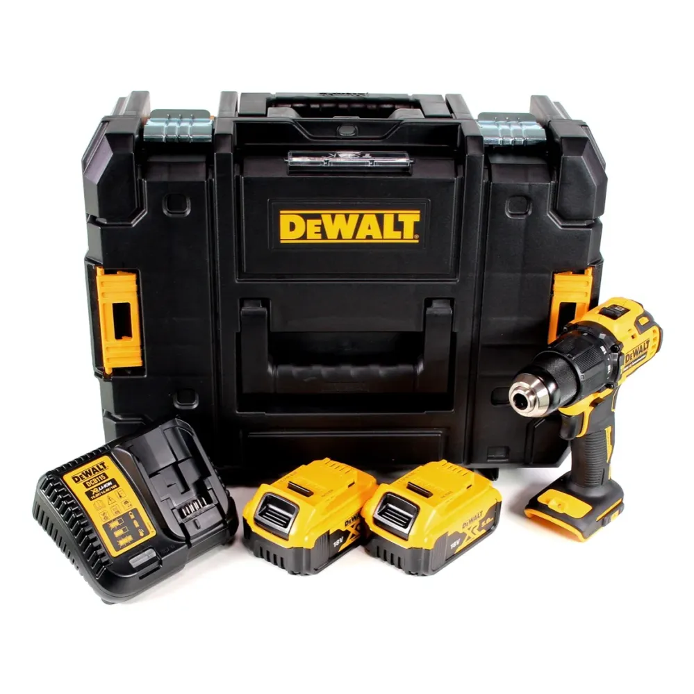 Taladro percutor inalámbrico DeWalt DCD 709 P2 18 V 65 Nm + 2x baterías 5,0 Ah + cargador + TSTAK