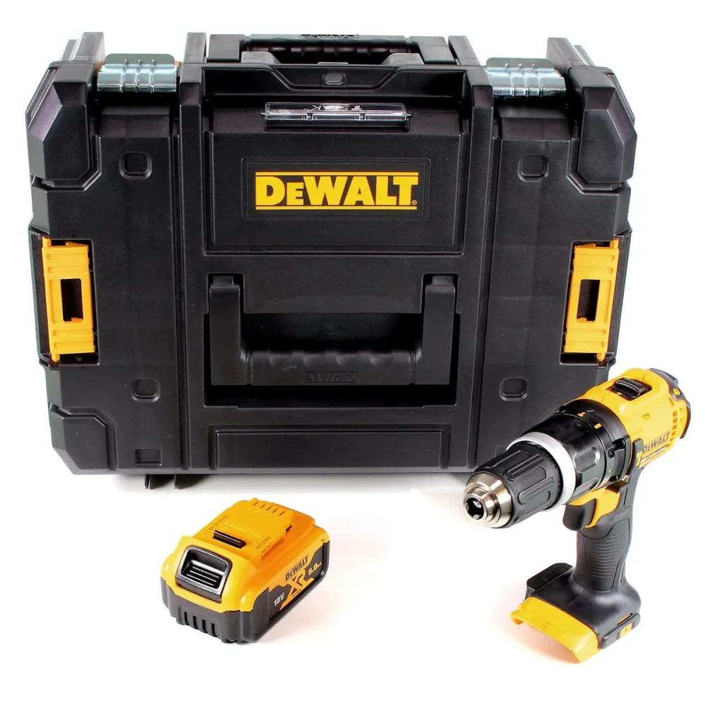 Taladro percutor inalámbrico DeWalt DCD 785 NT 18V 60Nm + 1x baterí 5.0Ah en maletín de herramientas TSTAK