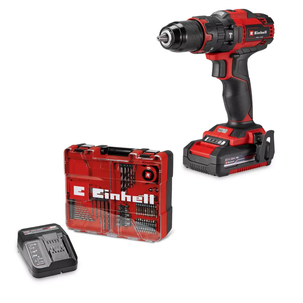 TALADRO PERCUTOR INALAMBRICO KIT 64 ACCESORIOS EINHELL TEC-CD 18/40