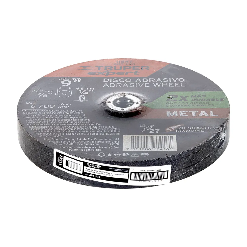 Disco Tipo 27 de 9" x 6.4 mm desbaste de metal, Expert