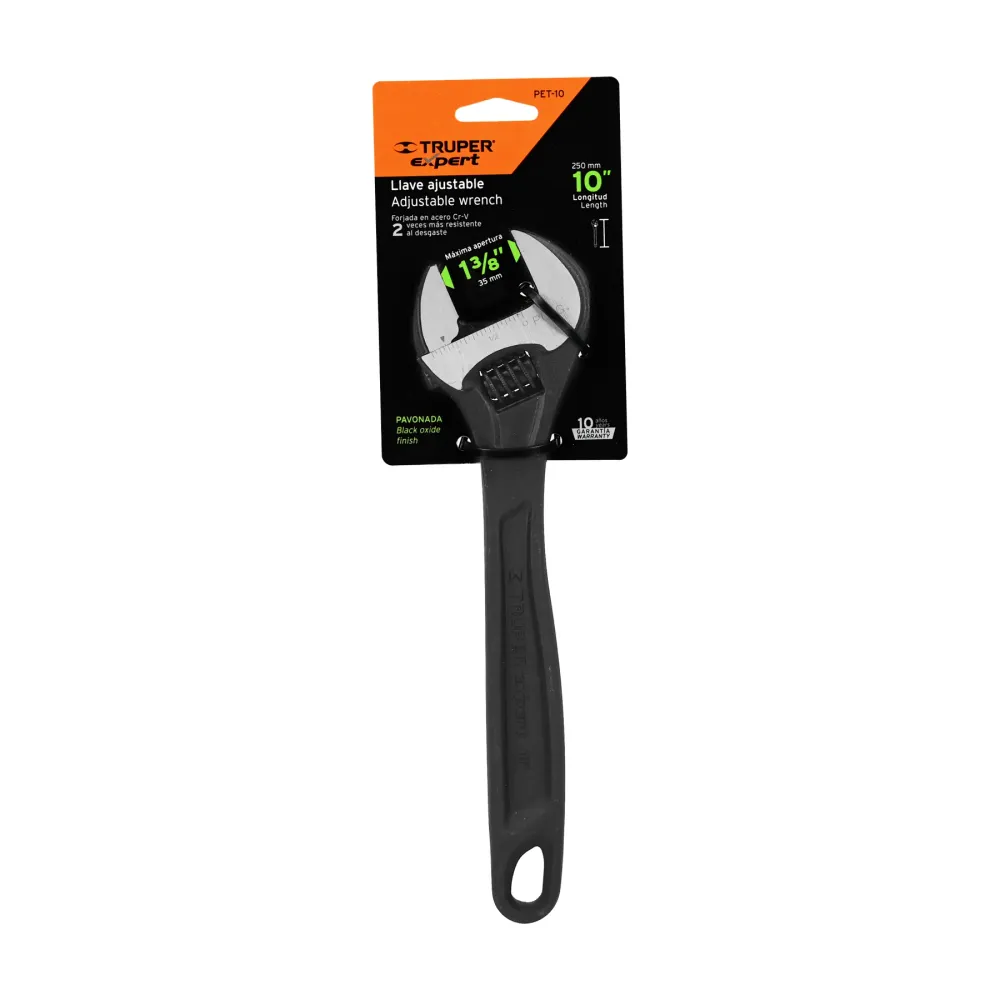 Llave ajustable (perico) 10" profesional pavonada, Expert