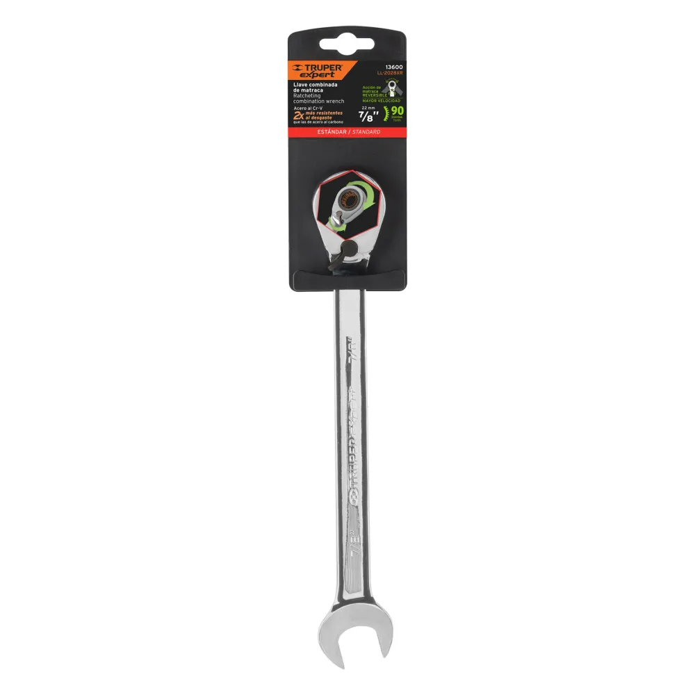 Llave combinada matraca reversible 7/8"x288 mm largo, Expert
