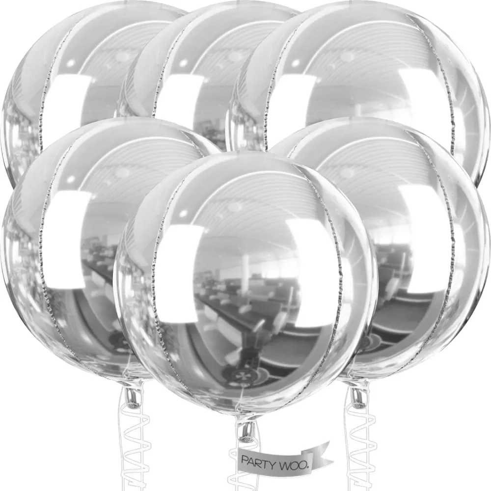 6 Globos 32 81cm Orbz Plata 4ds