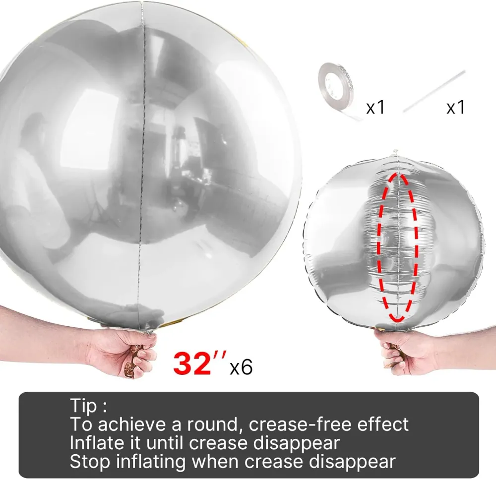 6 Globos 32 81cm Orbz Plata 4ds