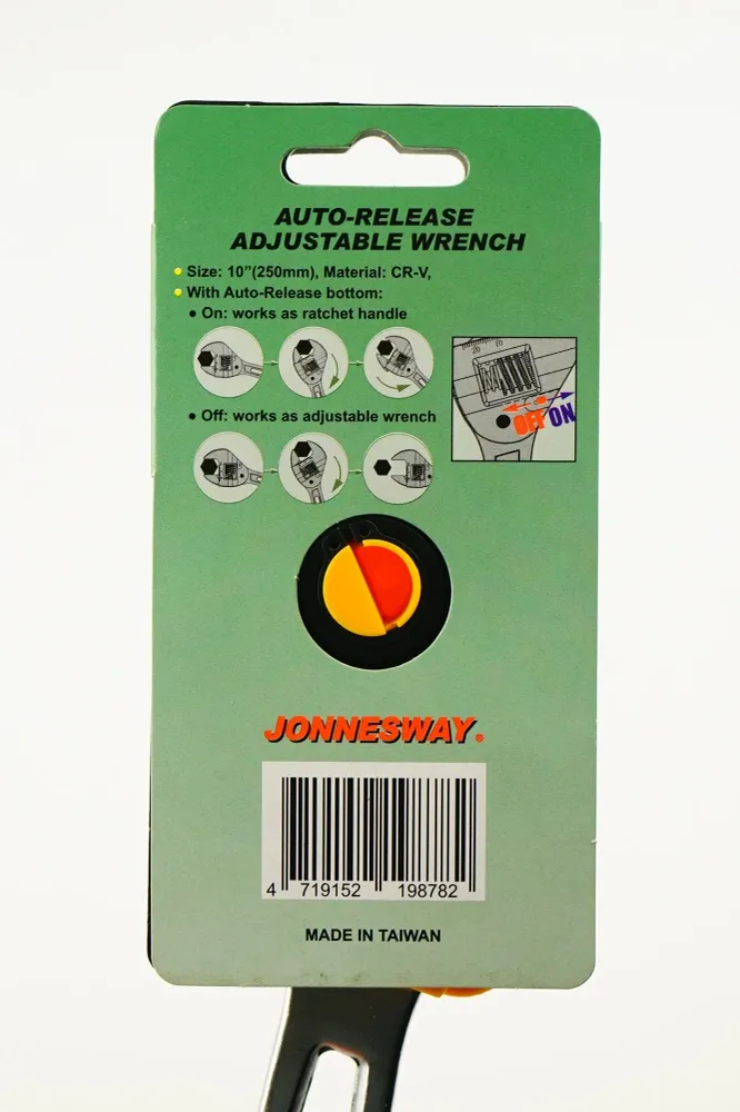 LLAVE FRANCESA CROMADA CABEZA AJUSTABLE EN 10 PLG - JONNESWAY
