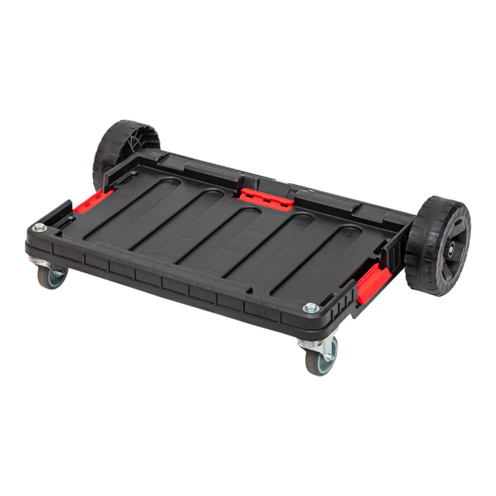 Plataforma de transporte Qbrick System ONE apilable 745 x 510 x 180 mm con ruedas giratorias metálicas y freno
