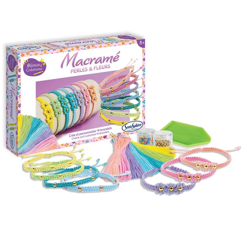 Crea pulseras de perlas y flores con macramé SENTOSPHERE