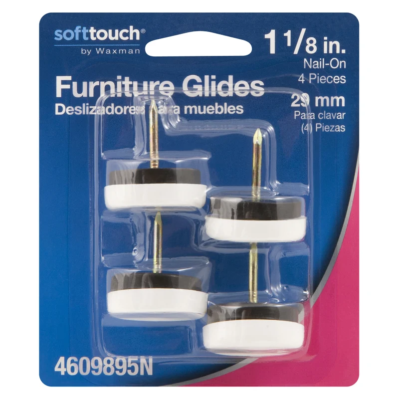 FUNITR GLIDS BLANCO 1-1/8"L Softtouch
