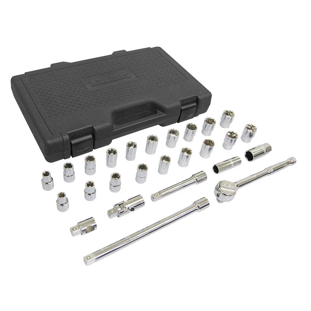 Juego Combinado De 26 Dados Y Accesorios 1/2" Surtek.