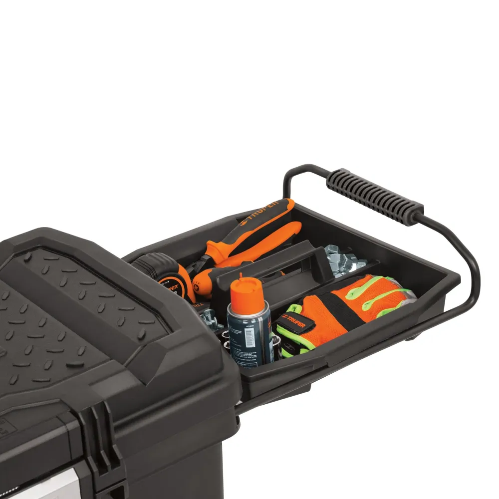 Caja para herramienta, 23"x17" con ruedas, mango telescópico Truper