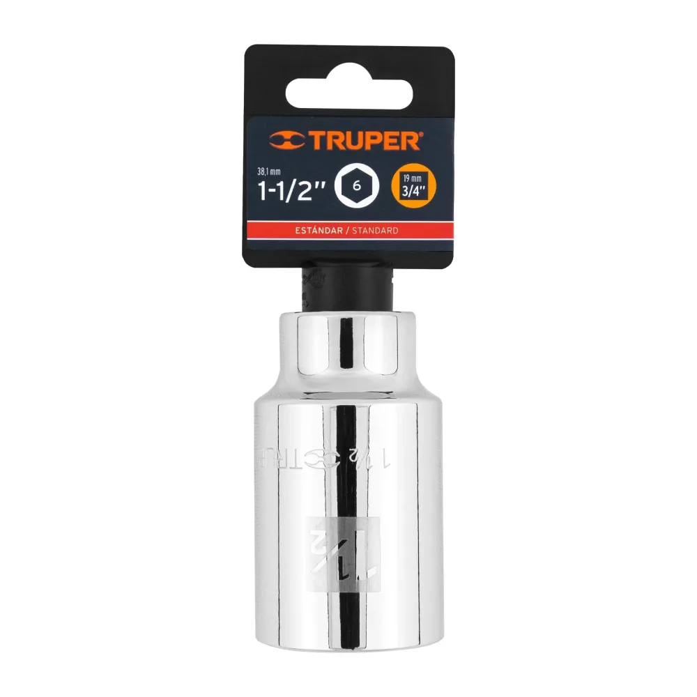 Dado largo de 1-1/2", 6 puntas, cuadro 3/4", Truper