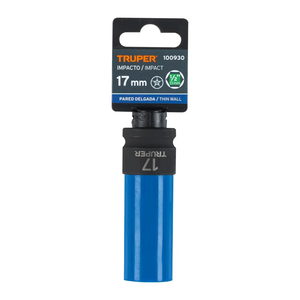Dado largo impacto protector plástico 17 mm, 6 puntas, cuadro 1/2" Truper