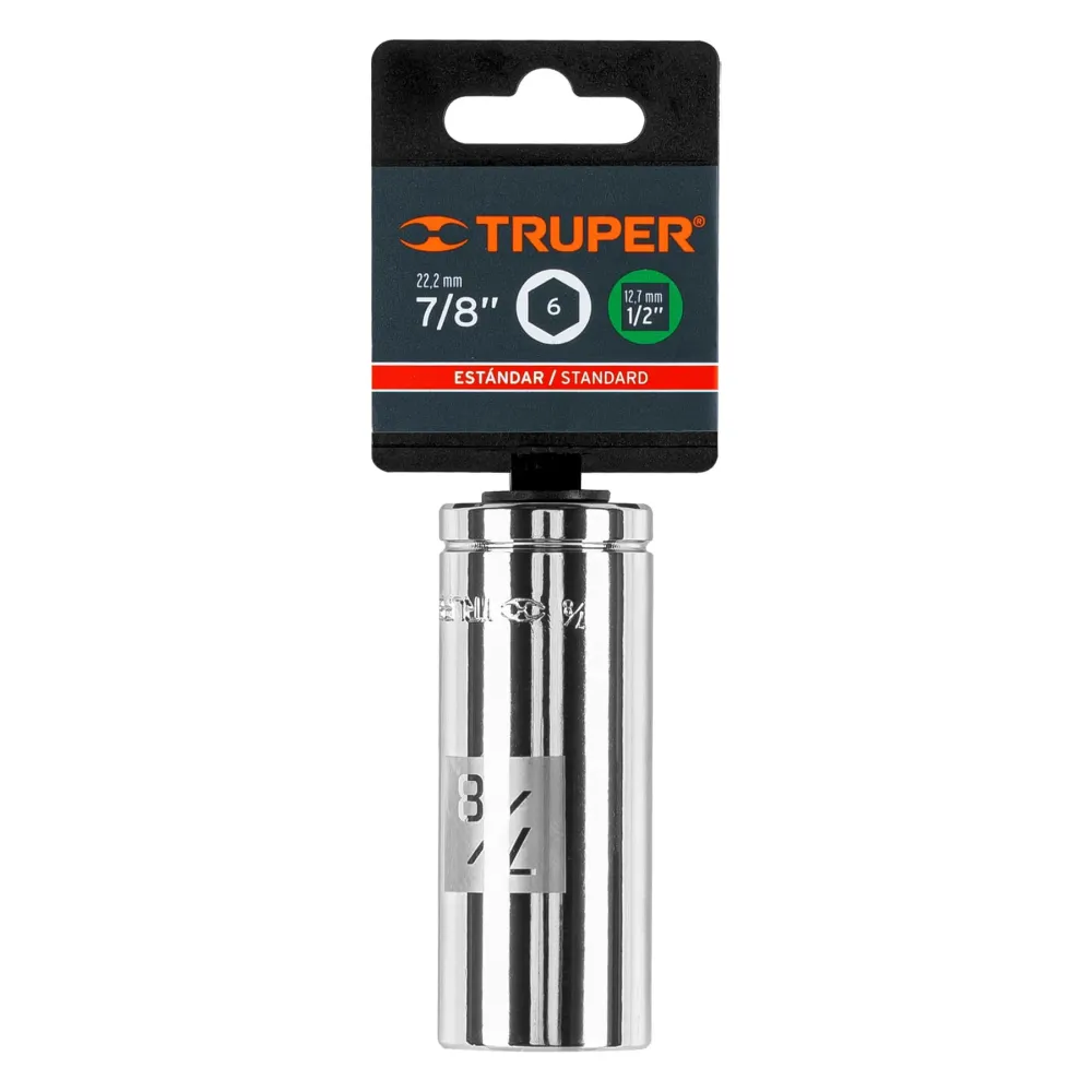 Dado largo de 7/8", 6 puntas, cuadro 1/2", Truper