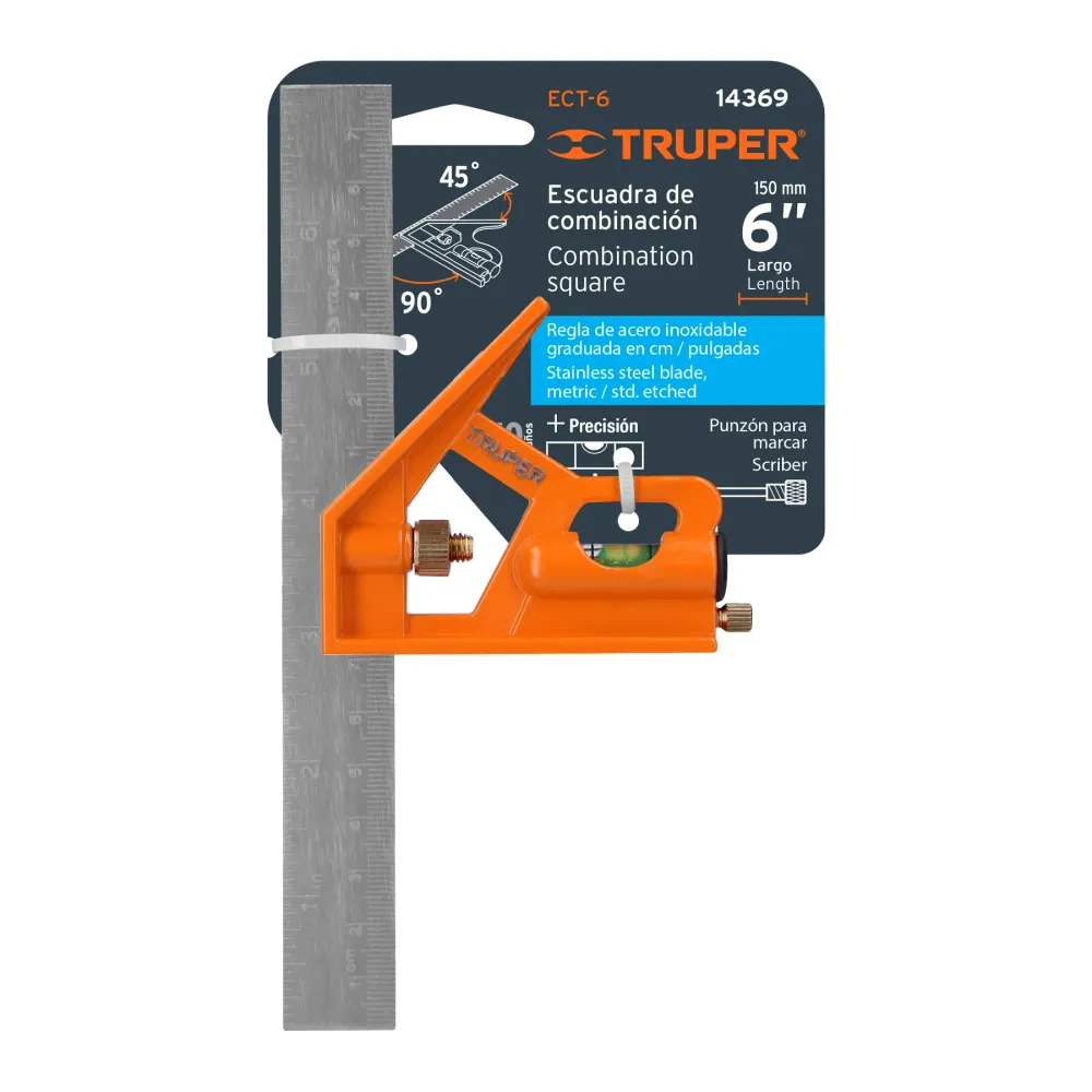 Escuadra 7" de combinación con punzón para marcar, Truper